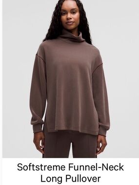 Funnel-Neck Long Pullover, High Rise straight leg cropped pants - Brown